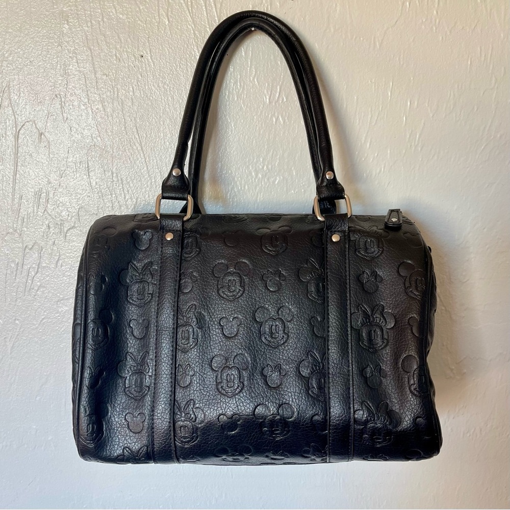 Loungefly Black Mickey & Minnie Embossed Satchel - Picture 2 of 7